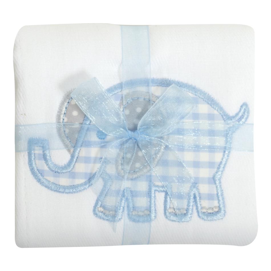 Single Burp Cloth Blue Elephant
