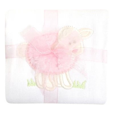 Single Burp Cloth Pink Lamb | Pañales | Panderetta Bordados