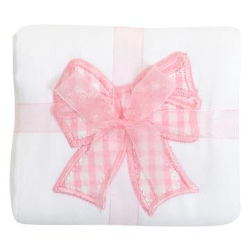 Single Burp Cloth Pink Bow | Pañales | Panderetta Bordados