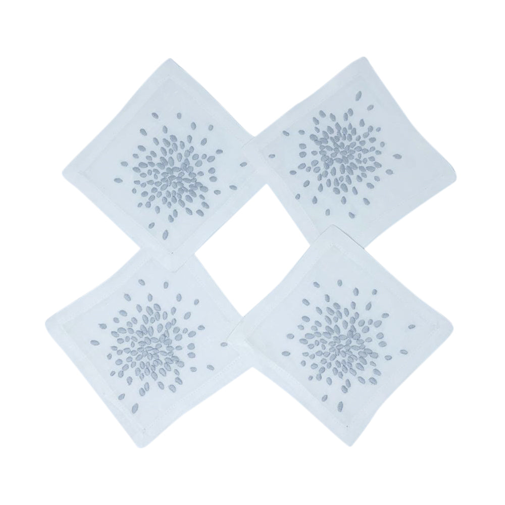 Pebble Coasters Gray Set Of 4 | Servilletas de Coctel | Panderetta Bordados