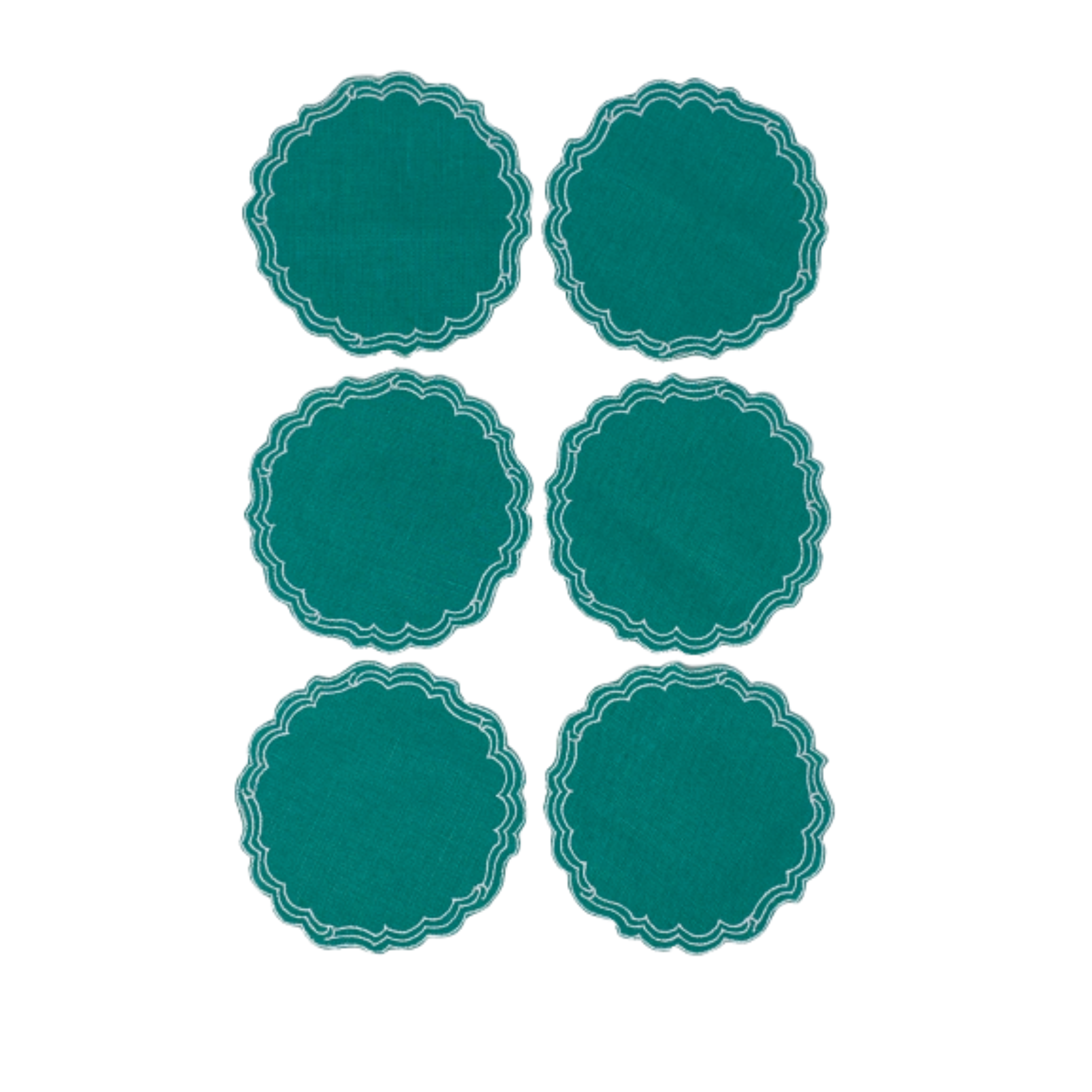 Set of 6 Coaster Victoria Paper Smooth - Aquamarine/White