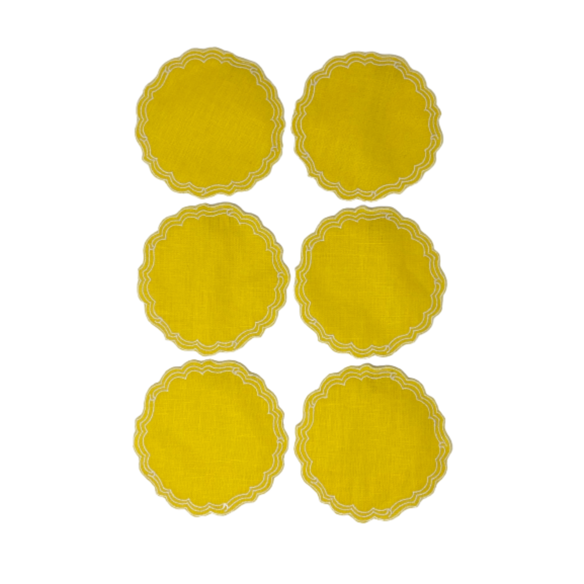 Set of 6 Coaster Victoria Paper Smooth - Yellow/White