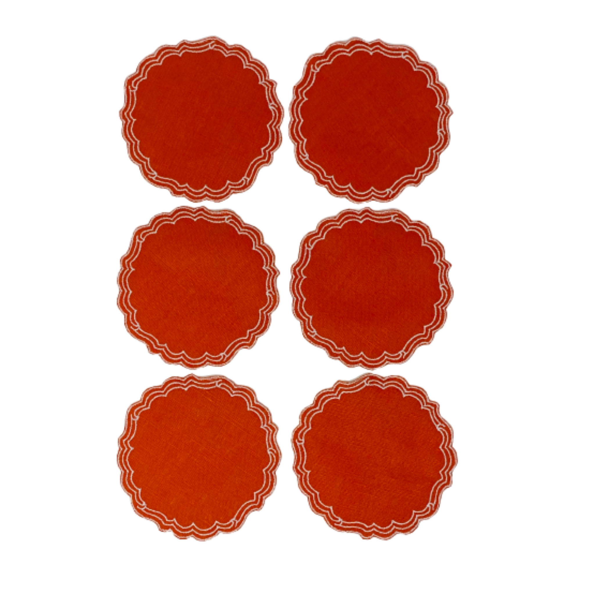 Set of 6 Coaster Victoria Paper Smooth - Orange/White