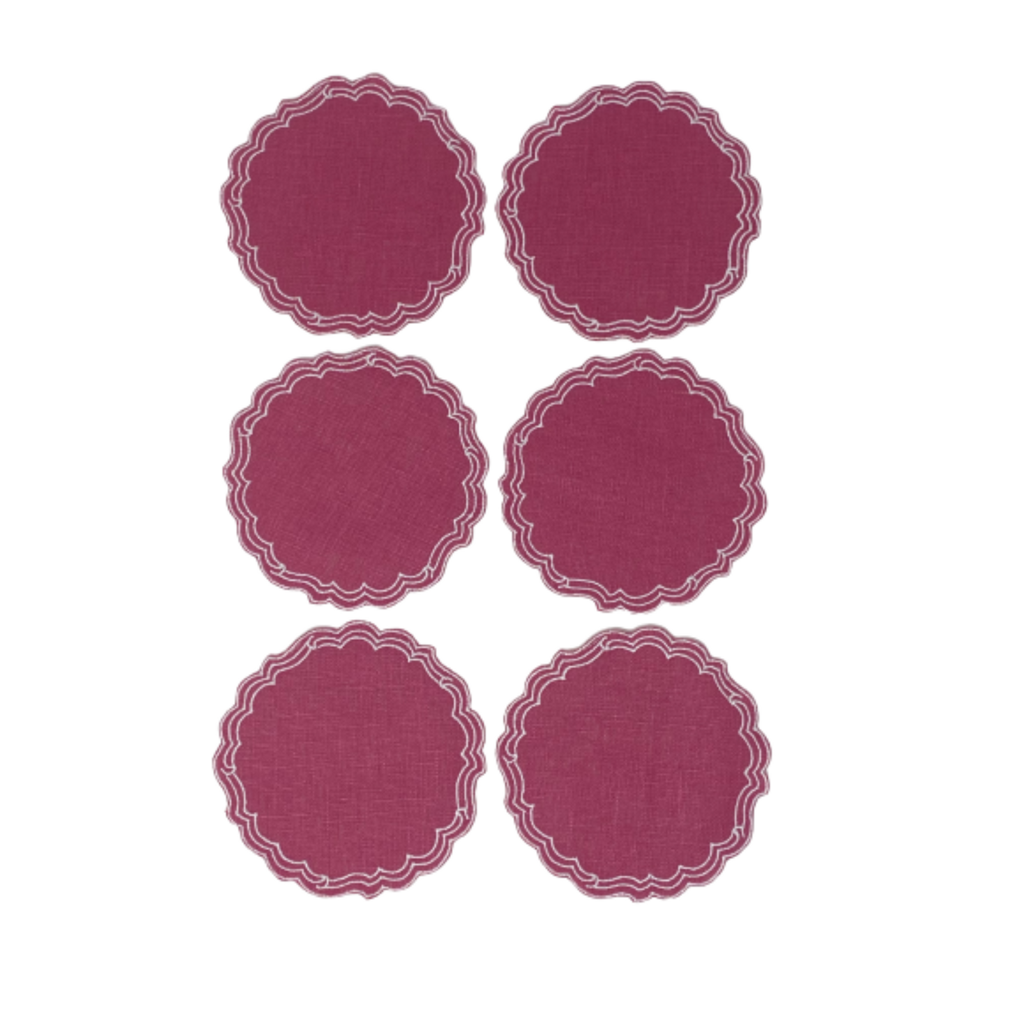 Set of 6 Coaster Victoria Paper Smooth - Cassis/White