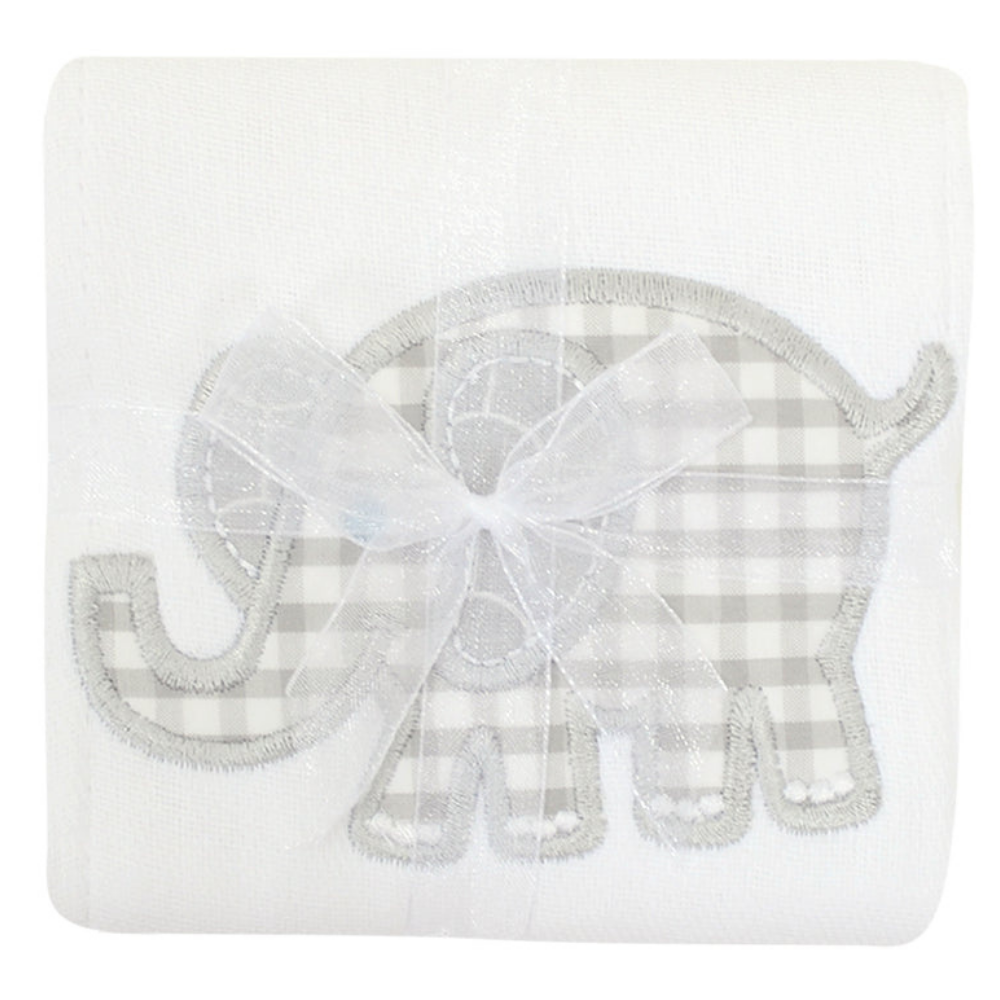 Single Burp Cloth Gray Elephant