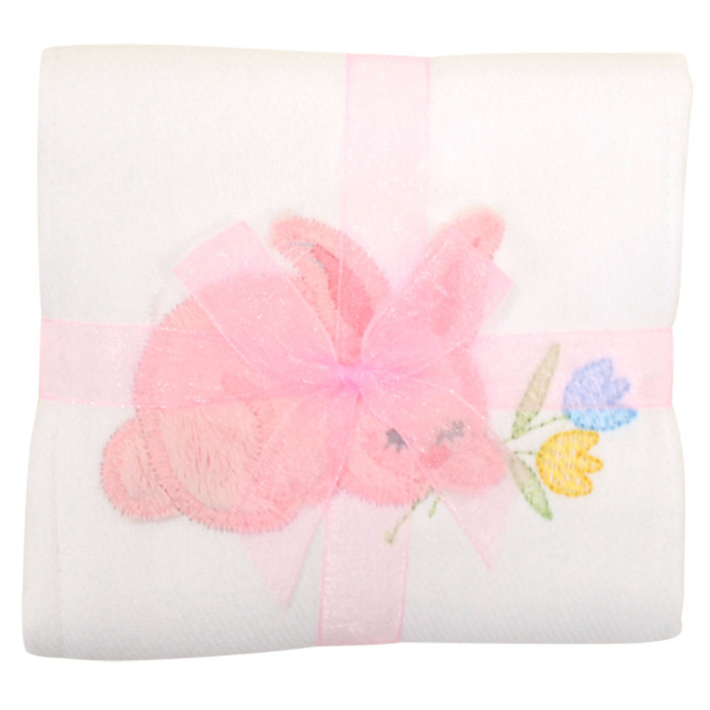 Single Burp Cloth Pink Bunny