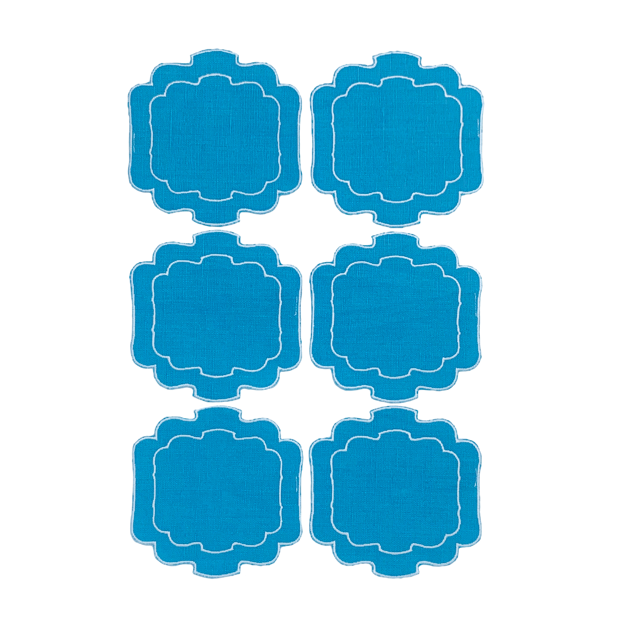 Set Of 6 Coaster Par 800 - Turquoise/White