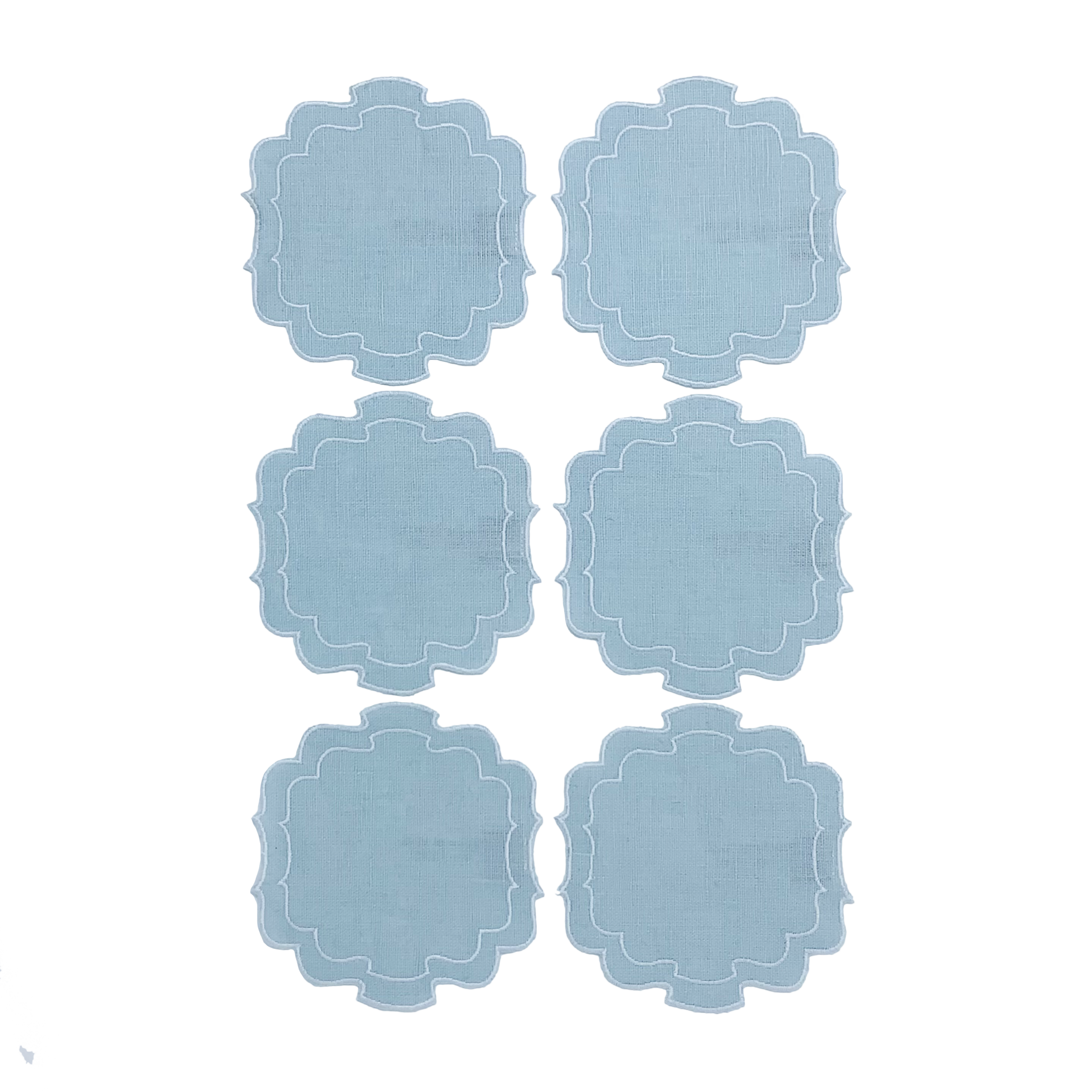 Set Of 6 Coaster Par Curly - Starlight/White