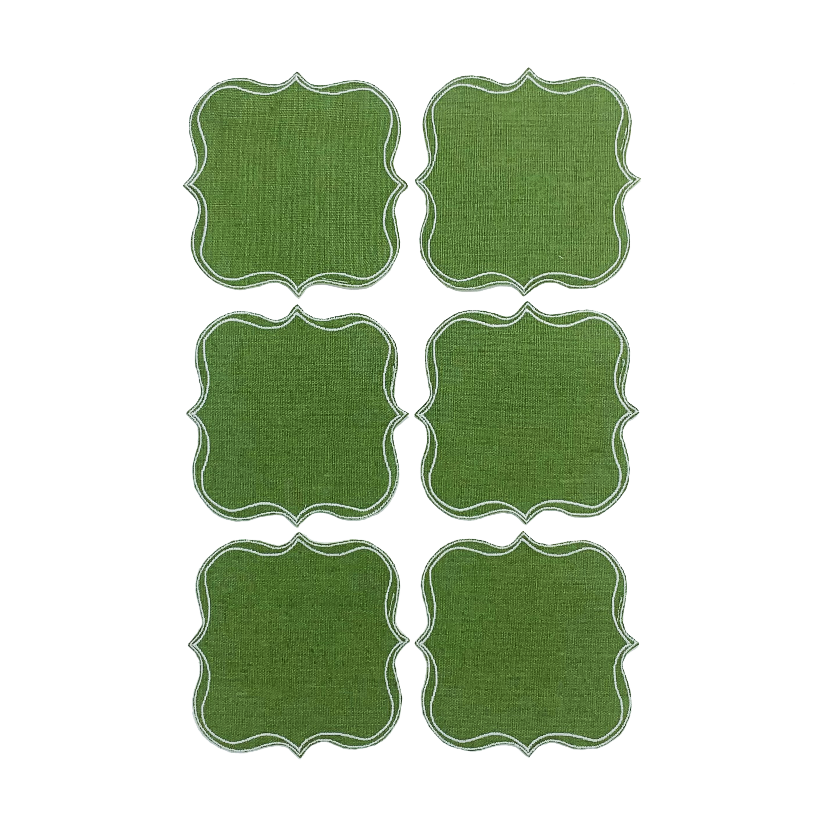 Set Of 6 Coaster Par Square - Green/White