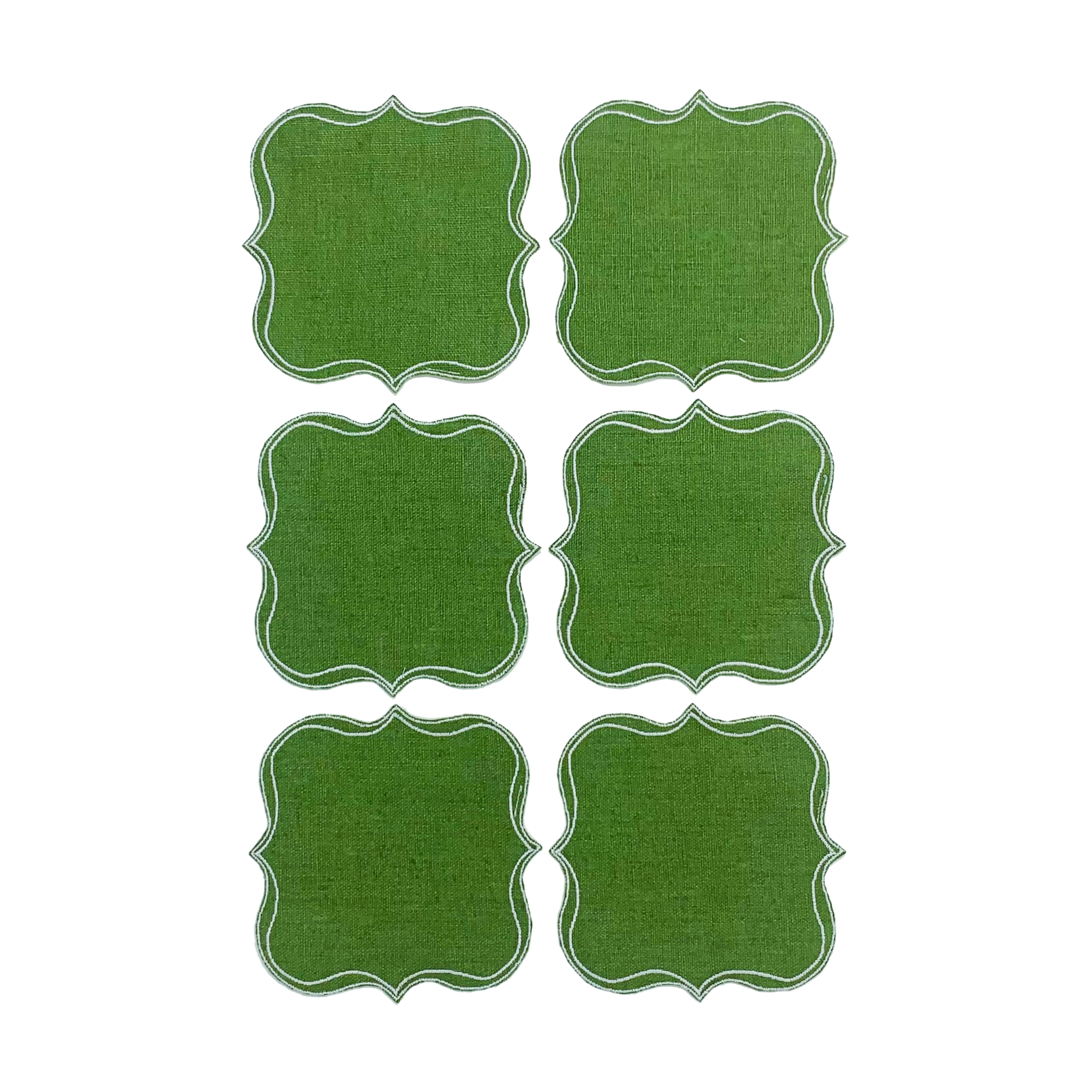Set Of 6 Coaster Par Square - Green/White