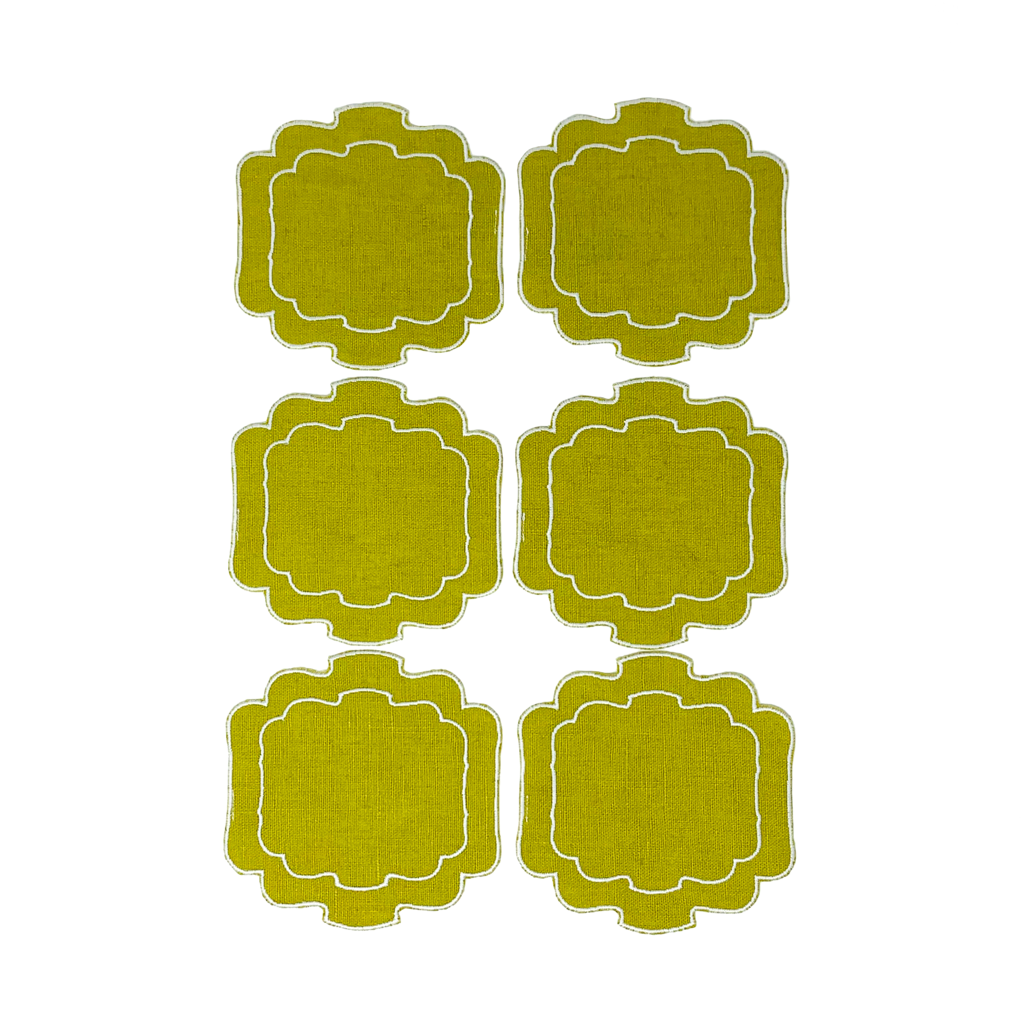 Set Of 6 Coaster Par 800 - Mustard/White