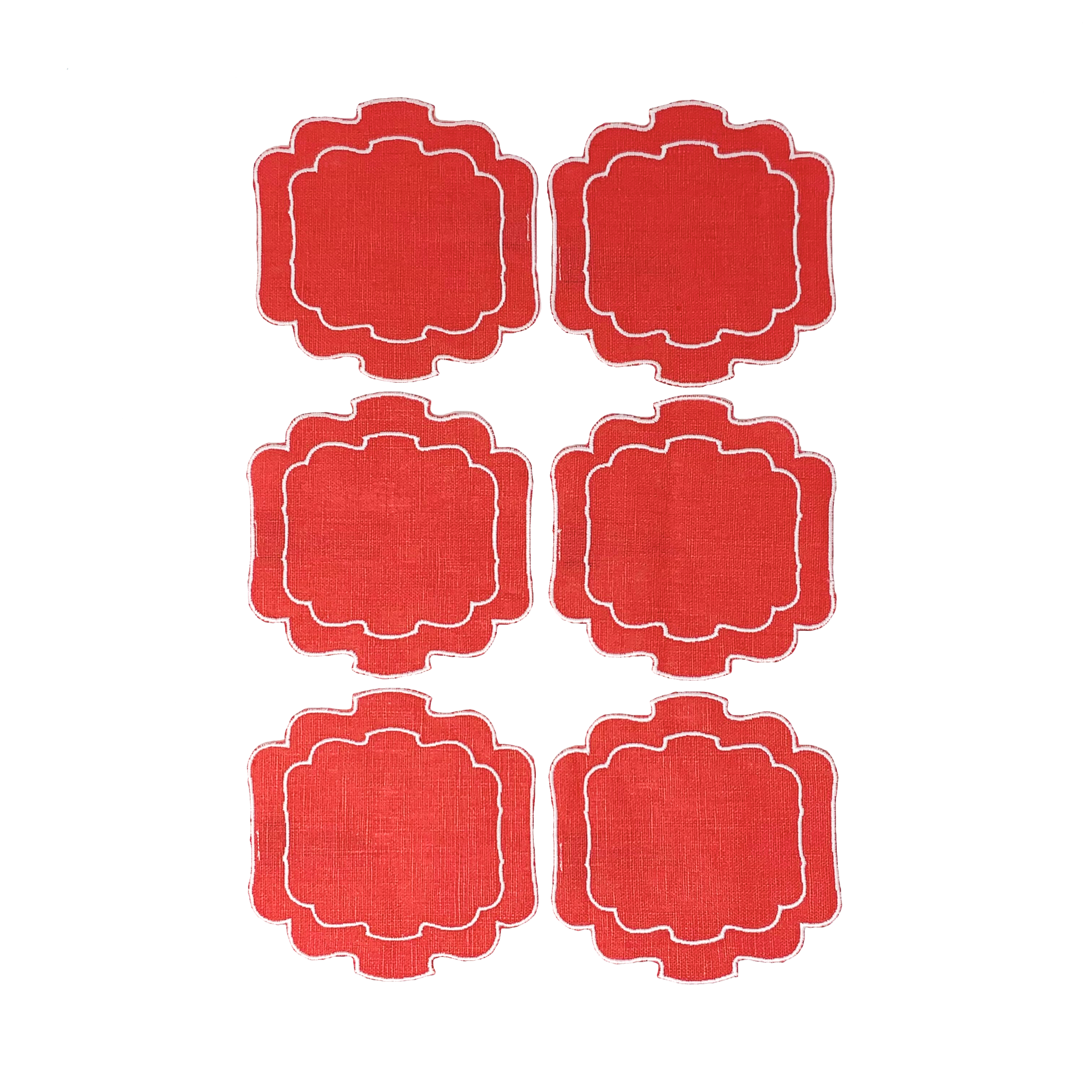 Set Of 6 Coaster Par 800 - Coral/White