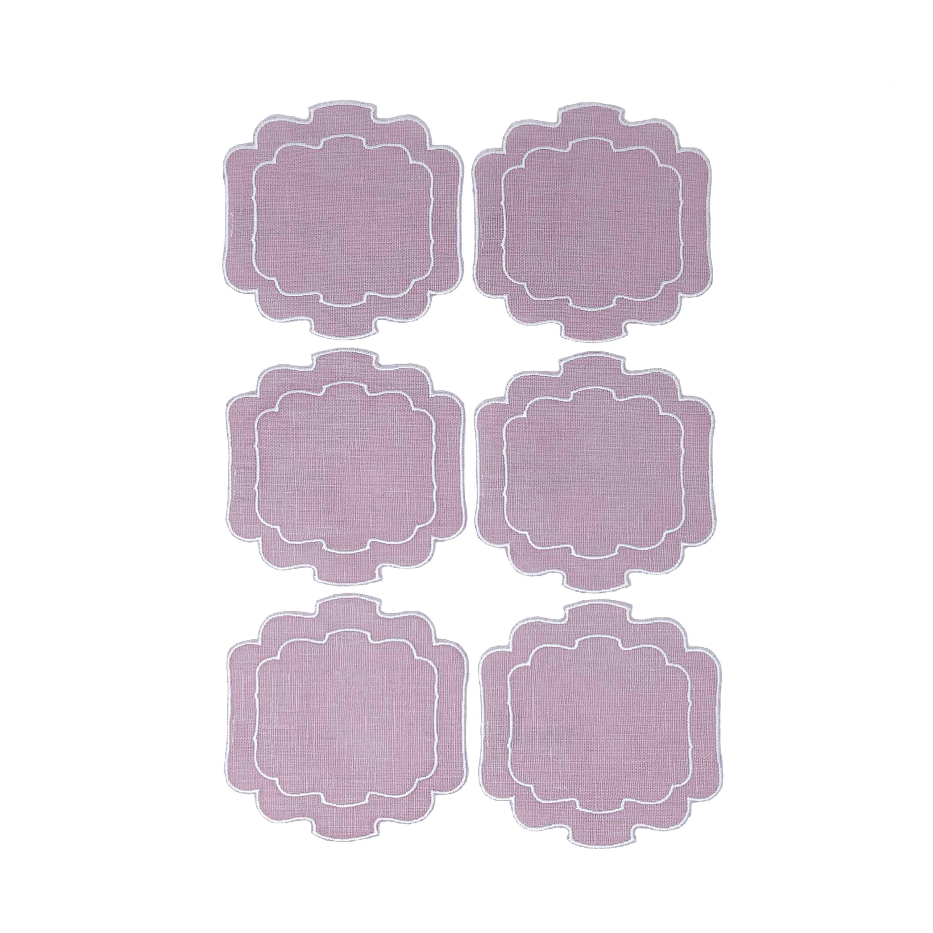 Set Of 6 Coaster Par 800 - Poweder Rose/White