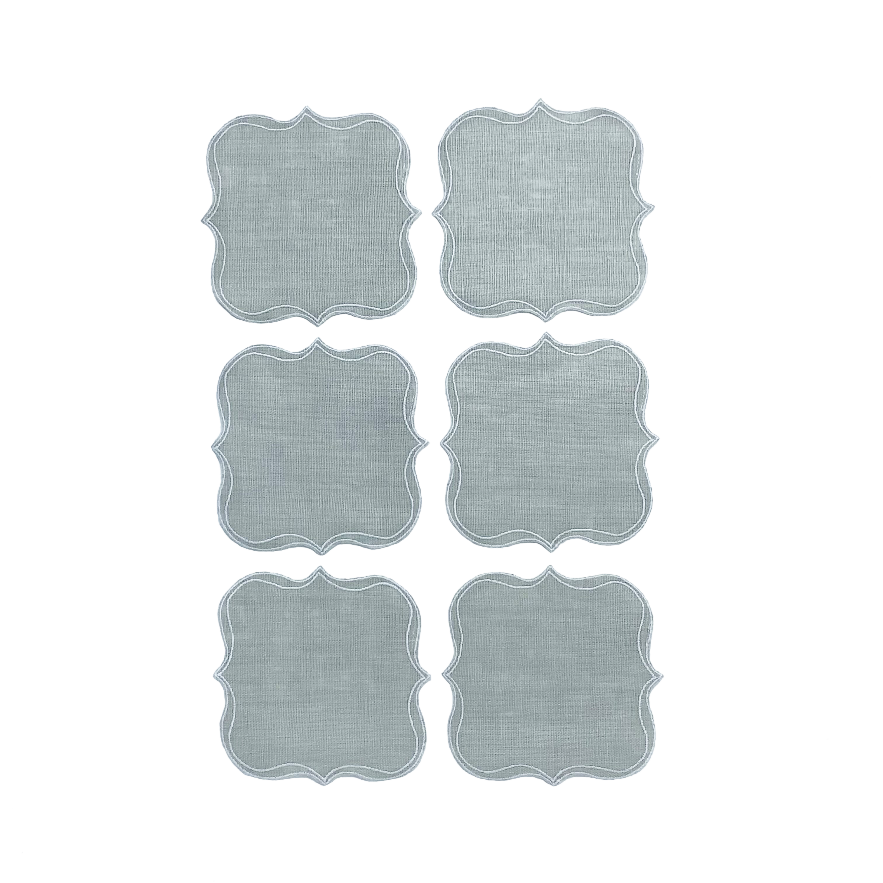 Set Of 6 Coaster Par Square - Pearl/White