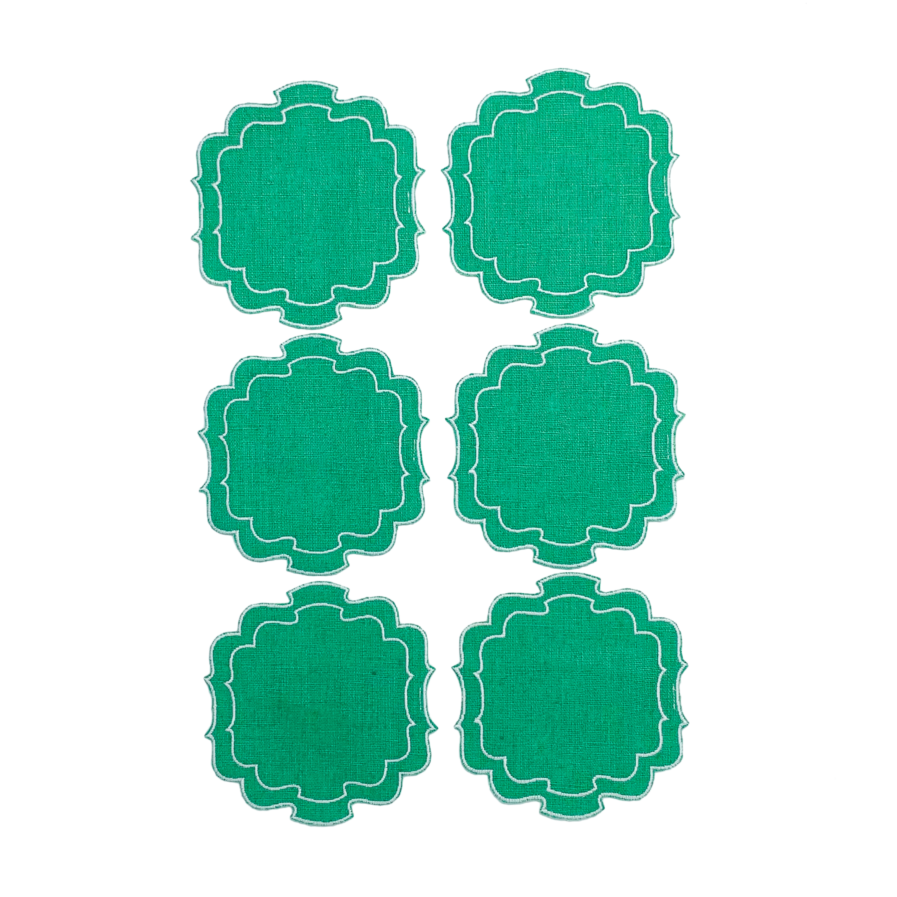 Set Of 6 Coaster Par Curly - Jade/White