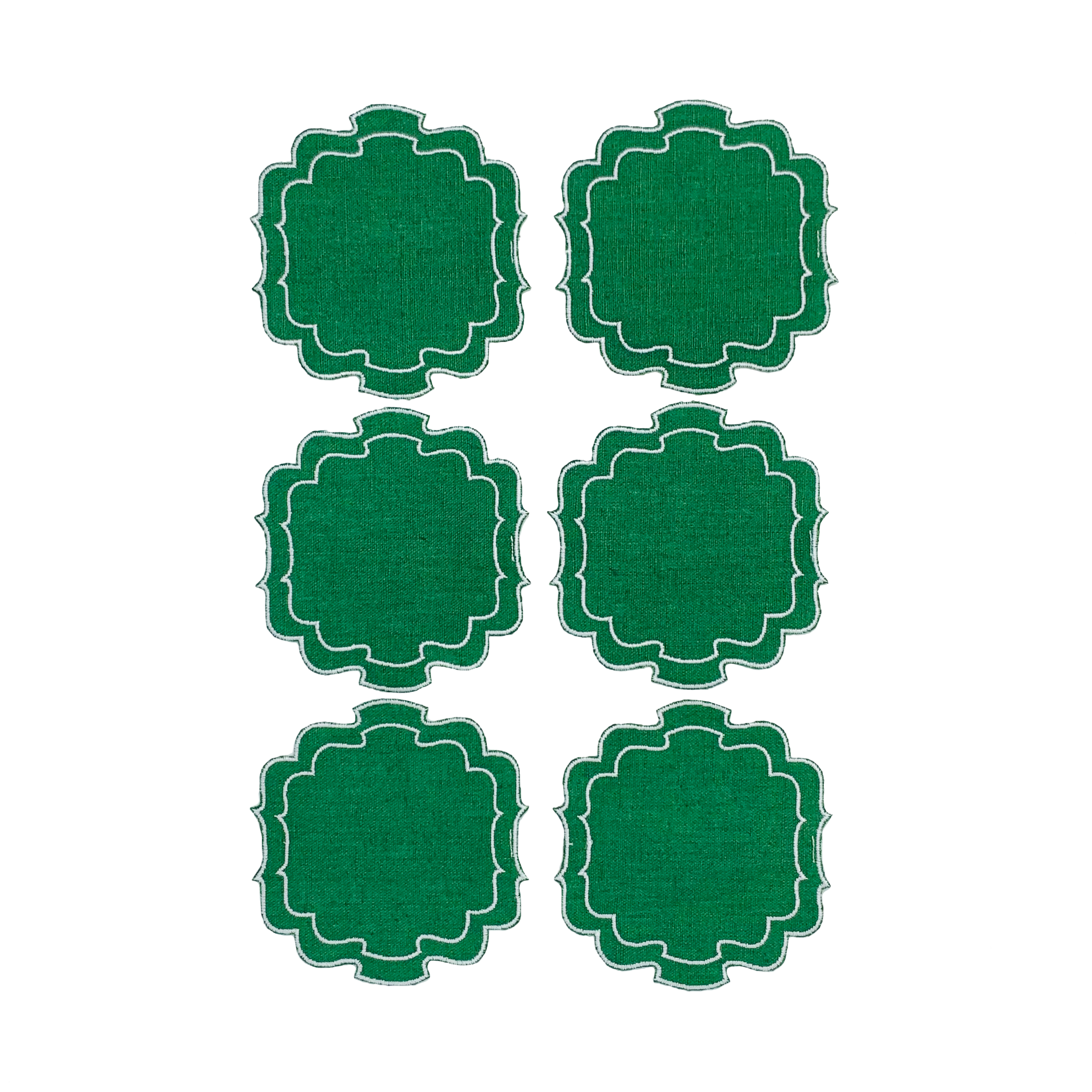 Set Of 6 Coaster Par Curly - Artichoke/White