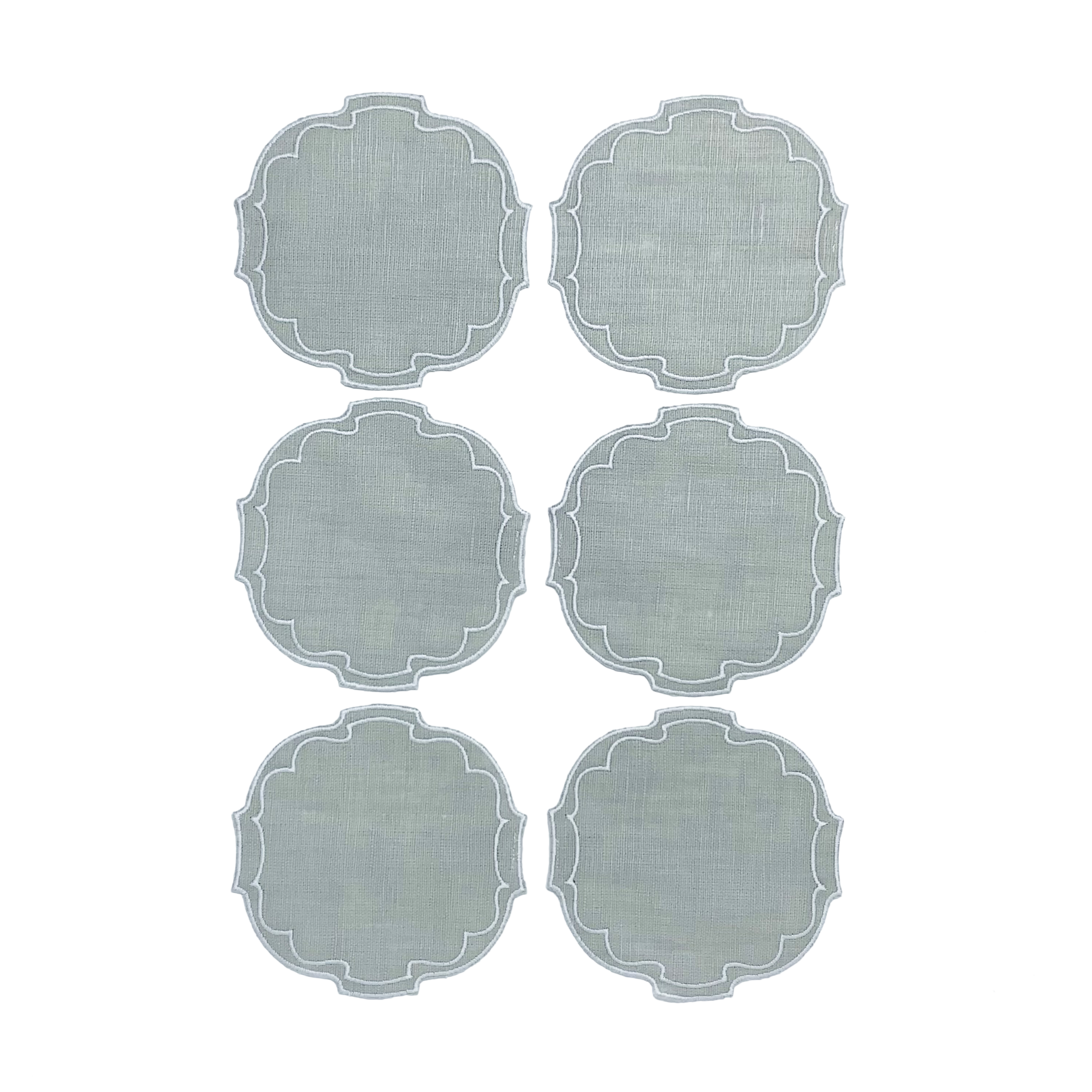 Set Of 6 Coaster Par Oval - Pear/White