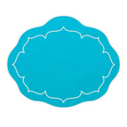Set Of 6 Linho Mat Oval - Turquoise/White