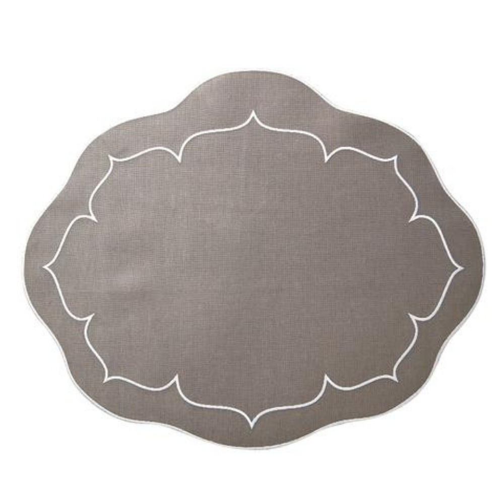 Set Of 6 Linho Mat Oval - Charcoal/White