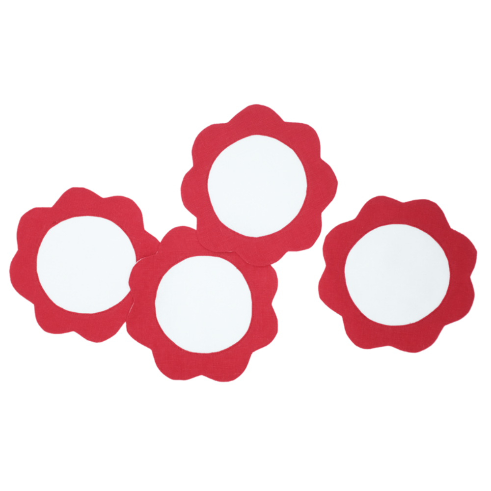 Set Of 6 Round Cocktail Napkin Sunflower