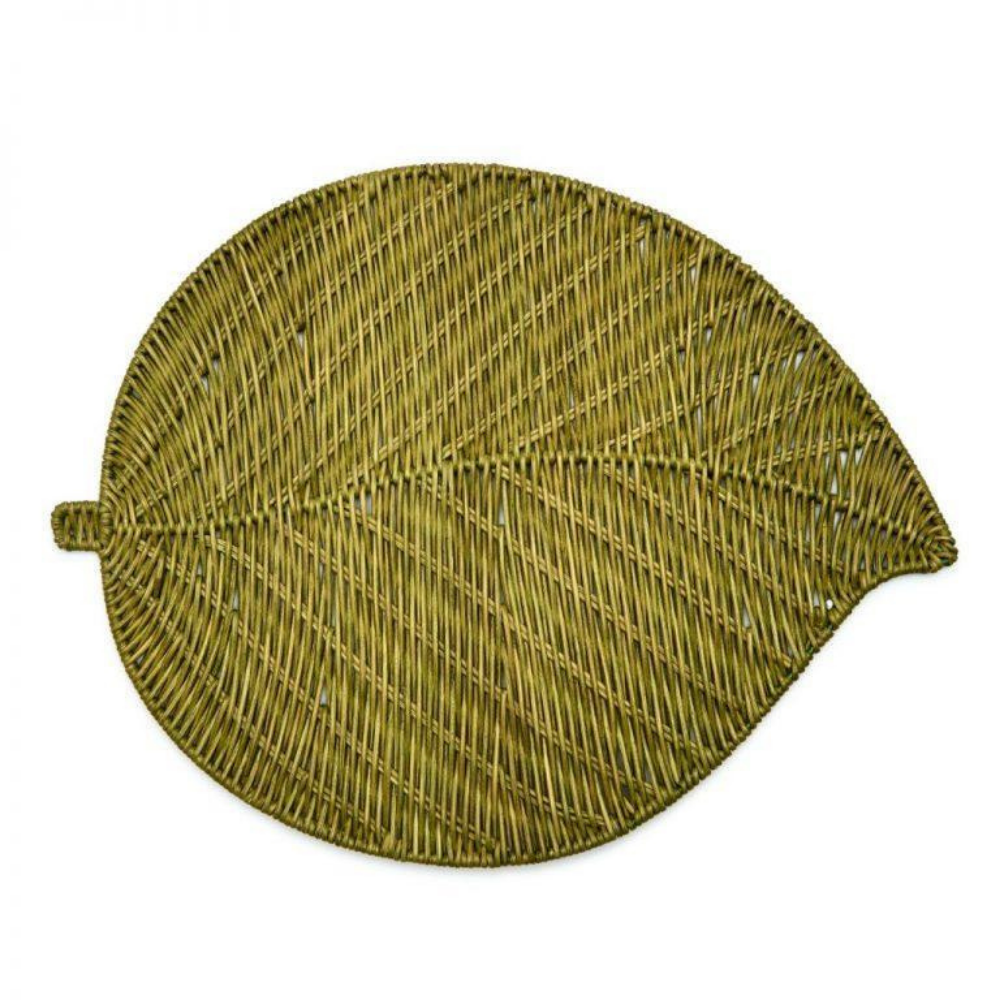 Wicker Leaf Placemat Set Of 6 - Green