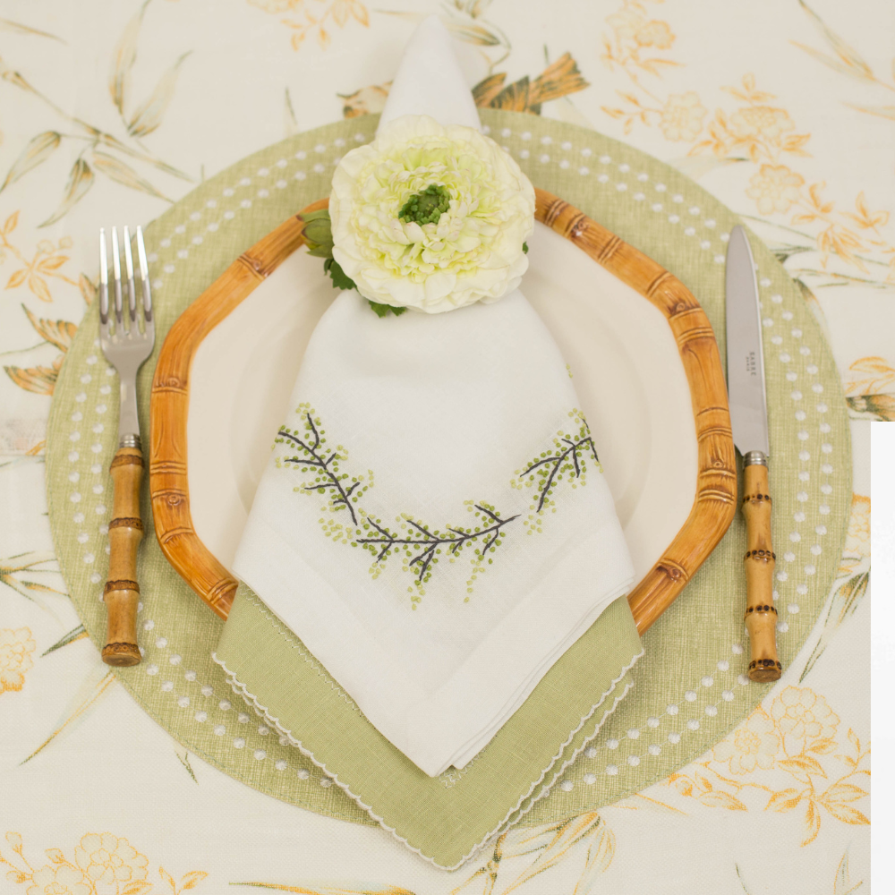 Pearl Placemat Set of 4 - Fern/White