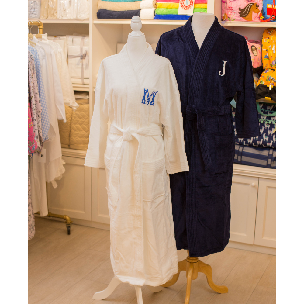 Terry Velour Kimono Robe Navy - One Size