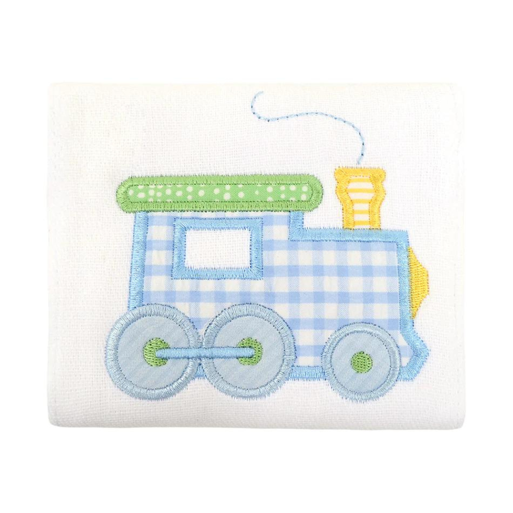 Single Burp Cloth Blue Little Train