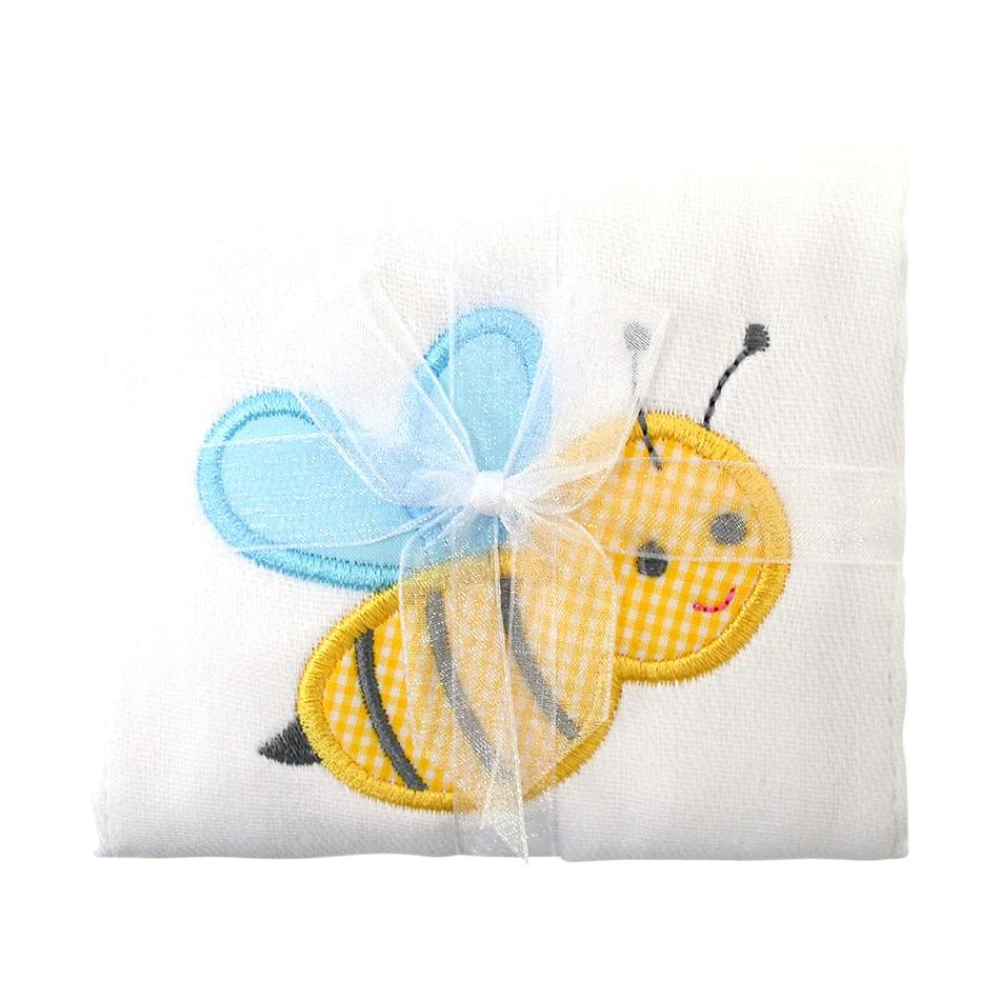 Single Burp Cloth Blue Bumble Bee