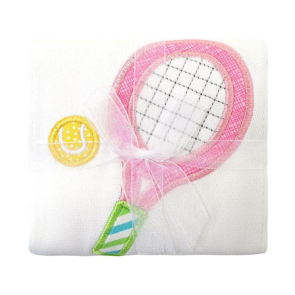 Single Burp Cloth Pink Tennis