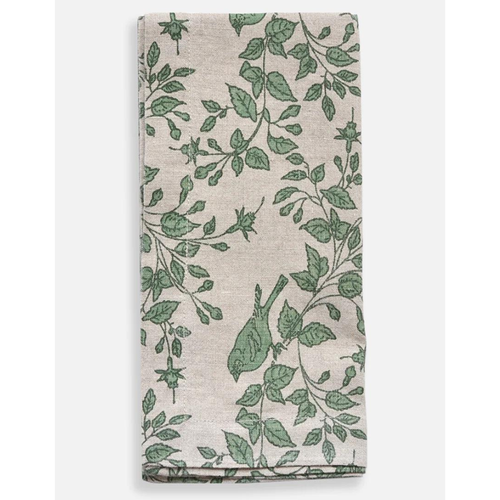 Giordino  Napkin - Natural/Green Herbal Trim