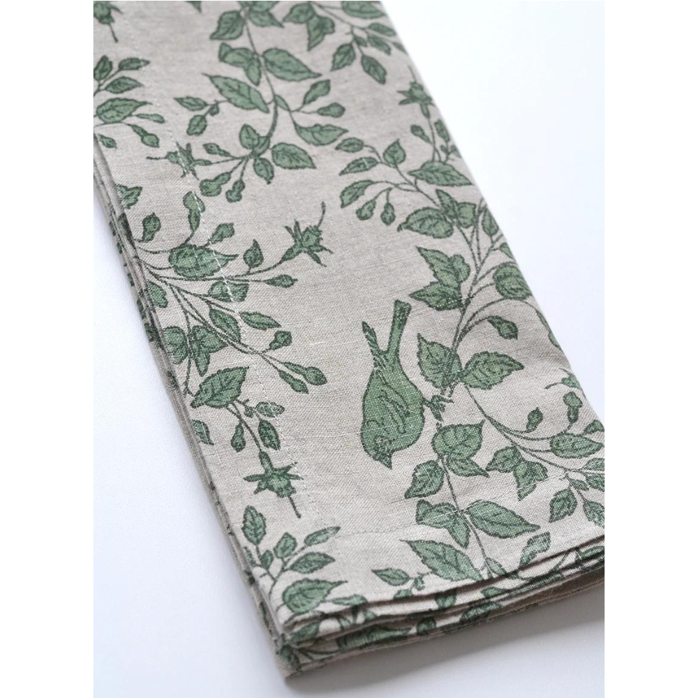 Giordino  Napkin - Natural/Green Herbal Trim