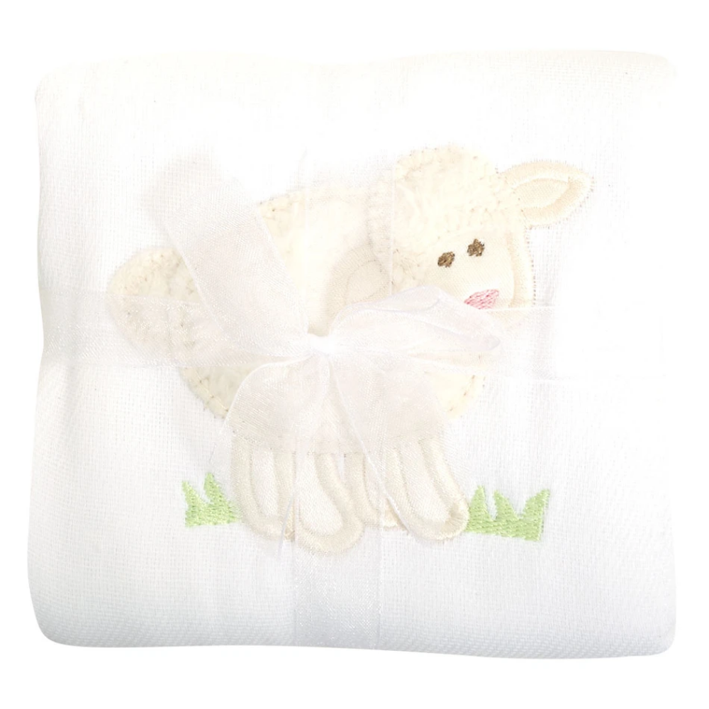 Single Burp Cloth White Lamb