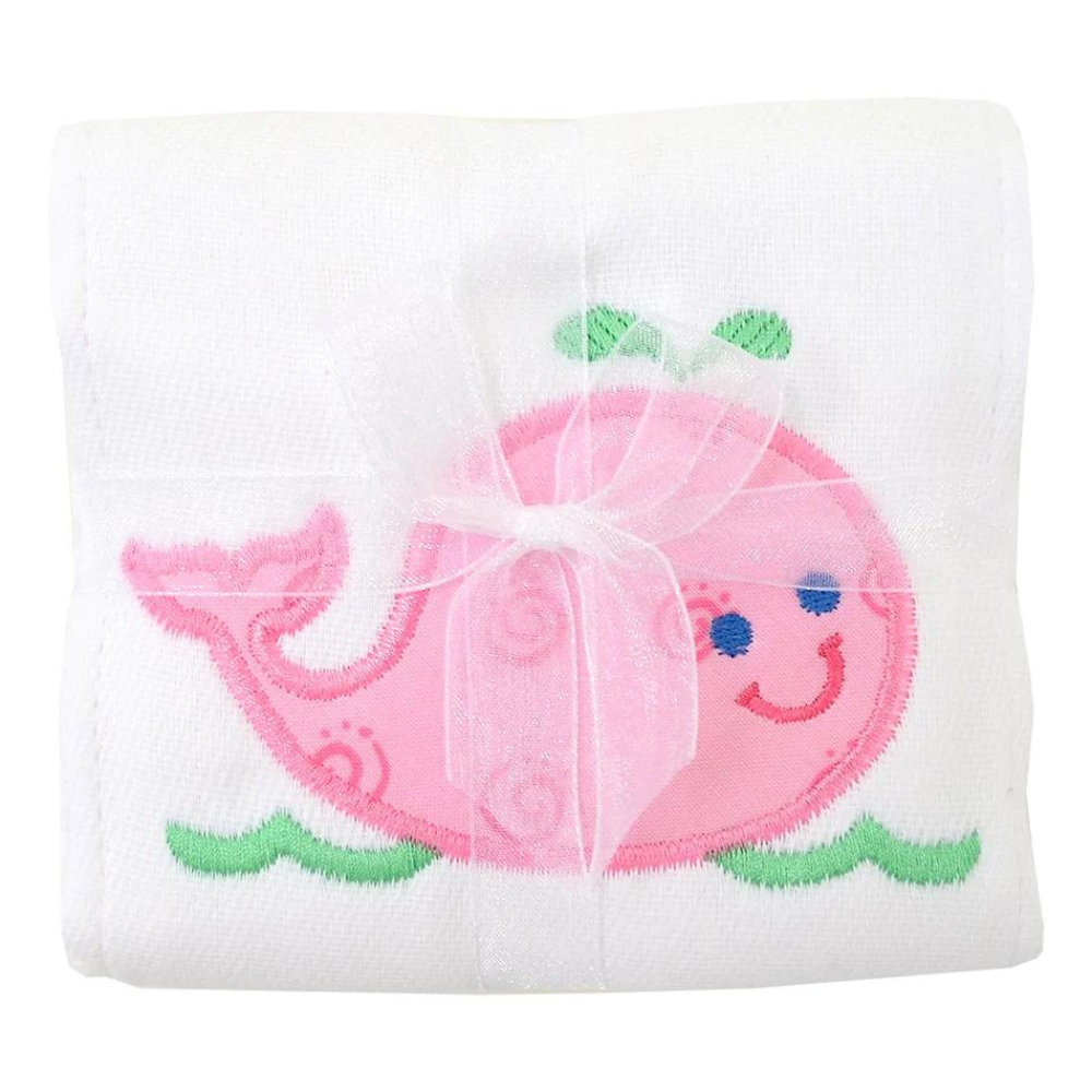 Single Burp Cloth Pink Whale - New