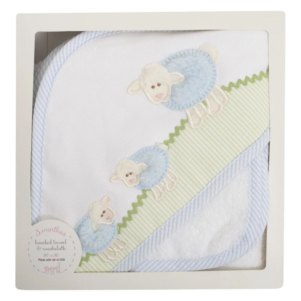 Boxed Towel Blue Lamb