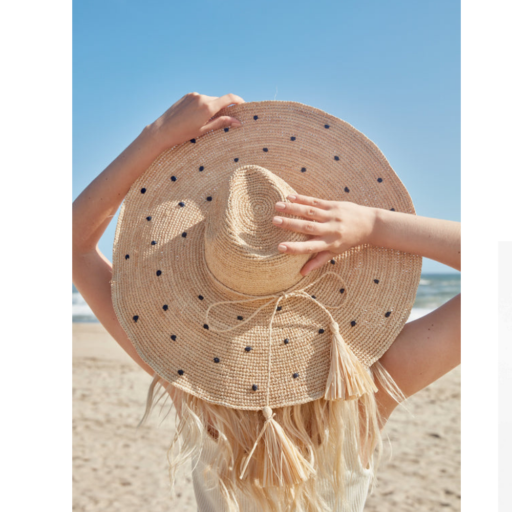 Natalia Sun Hat in Navy Dots