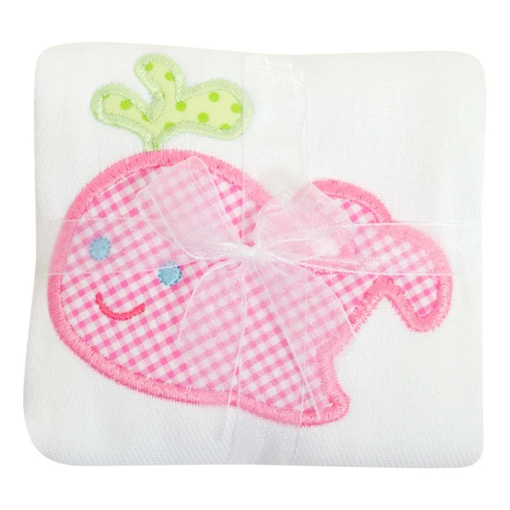 Single Burp Cloth Pink Whale