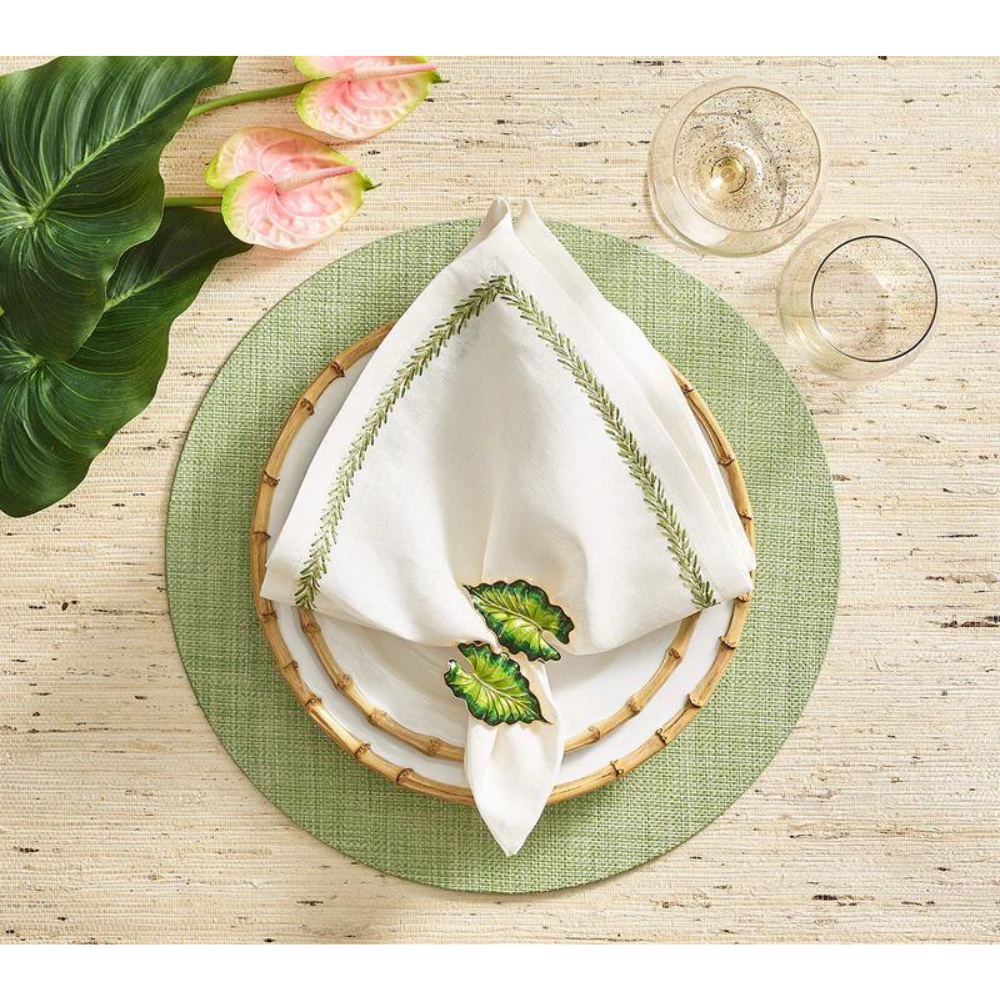 Fern Napkin Ring in Green & Gold - Set of 4